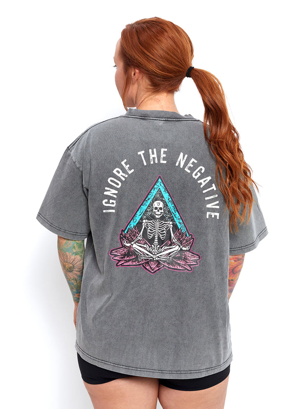 OVERSIZED MANTRA TEE - CHARCOAL GRAY